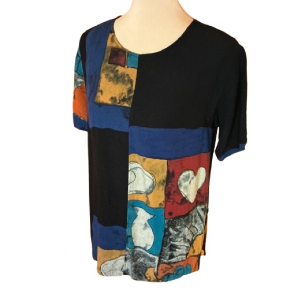 Vtg 90s patchwork print blouse